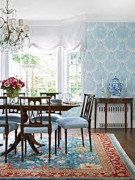 Pin By Jale Soyusu On I Think Blue White In 2021 Dining Room Blue Lotus Wallpaper Dining Room Decor