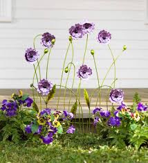 Purple Flower Decorative Garden Fence Panel Painted Metal Accent Eligible For Promotions Collections Plowhearth Flower Fence Metal Flowers Garden Decorative Garden Fencing