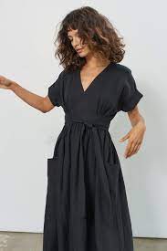 Mara Hoffman Ingrid Wrap Dress Hemp In Black Garmentory