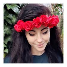 Red Rose Flower Crown, Red Rose Floral Headband, Red Rose Flower Headband,  Red Flower Crown, Modeled by Ella