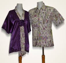 Batik Sarimbit Blouse Model Lengan Kelelawar Bahan Batik Katun Kombinasi Kain Satin Polos Ungu Kode Sbru Batik Kain Model