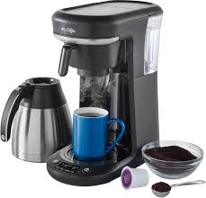 4.3 out of 5 stars with 3130 ratings. Mr Coffee Space Saving Combo 10 Cup Coffee Maker And Pod Single Serve Brewer Stainless Steel Black 2121469 Best Buy