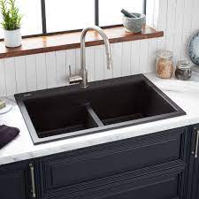 A brief cleaning routine is the easiest way to maintain the beauty of your composite sink. 33 Algren Double Bowl Drop In Granite Composite Sink Black Drop In Kitchen Sink Black Kitchen Sink Composite Sink