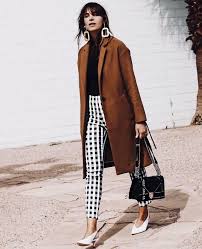 Black And White Checkered Pants Outfit Accessorize In Winter Statement Pants Checkered Pants Outfit Statement Earring Outfit Fall Style Fall Ou Fashion Merchandising Fashion Street Style Outfit