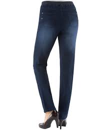 Des poches ornées de gros boutons sur les côtés. Jean Femme Confortable Avec Ceinture Elastique Jeans Witt Int