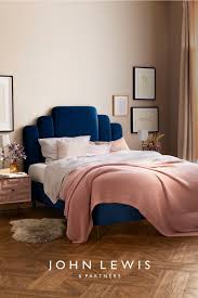 John lewis & partners pillow bed frame, double. John Lewis Partners Boutique Upholstered Bed Frame King Size Opulence Royal Blue Upholstered Bed Frame Small Room Bedroom Redecorate Bedroom