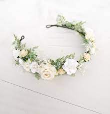 Ivory Floral Crown Bridal Flower Crown Floral Headband Bride Flower Crown Wedding Bridesmaid Flower Crown Rustic Wedding Crown Crown Flower Crown Bridesmaid Flower Crown Wedding Bridal Flower Crown