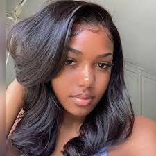 Women's medium layered wavy haircut with side swept bangs human hair lace front wigs 14inch. Lovely Trendy Curly Black Wigs We Miss Moda In 2021 Short Hair Wigs Hair Extensions For Short Hair Wig Hairstyles