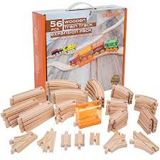 56 Piece Wooden Train Track Expansion Pack With Tunnel Compatible Thomas Wooden Railway Brio Chuggington Mel Wooden Train Track Wooden Train Woodworking School