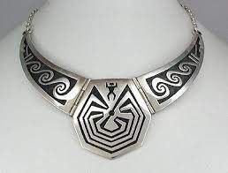 Hopi Sterling Silver Man In The Maze Overlay Collar Benjamin Mansfield Native American Jewellery Turquoise Jewelry Native American American Indian Jewelry