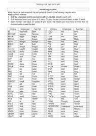Revise Irregular Verbs Write The Simple Past Tense And The Past