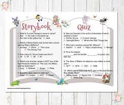 Printable Storybook Baby Shower Game Storybook Quiz Trivia Game Storybook Baby Shower Quiz Storyboo Storybook Baby Shower Baby Shower Quiz Baby Shower Games