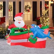 New Animated Airblown Santa Fishing In Boat Christmas Inflatabl Inflatable Christmas Decorations Inflatable Christmas Decorations Outdoor Christmas Inflatables