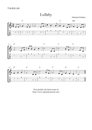 Lullaby By Brahms Ukulele Sheet Music Free Printable Ukulele Tabs Songs Ukulele Songs Beginner Ukulele Fingerpicking Songs