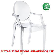 Casper Dining Armchair In Clear Home Amp Garden Furniture Chairs Ebay Clear Dining Chairs Dining Arm Chair Acrylic Chair