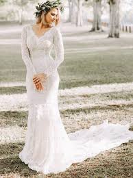 Searching for romantic long sleeve lace wedding dresses? Mermaid V Neck Long Sleeves Lace Wedding Dress Wedding Dresses 259 99 Simple Dress Com