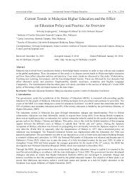 The malaysian government spent 8 percent of the $100 billion gross domestic product on education in 2002, more than neighbors singapore or. Pdf Current Trends In Malaysian Higher Education And The Effect On Education Policy And Practice An Overview