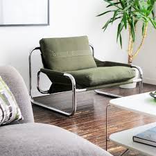 Low 70 S Chrome Cantilever Sling Chair Freshly Upholstered In Vintage Army Tent Canvas Complete With Brass Eyele Chair Furniture Mid Century Modern Furniture