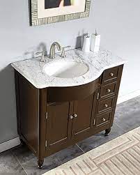 Solid rubber and birch wood. 38 Inch Modern Single Bathroom Vanity With White Marble Top