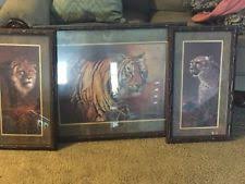 Home Interior Print Picture Set Lion Tiger Leopard Safari Bamboo Frame House Interior Interior Print Pictures