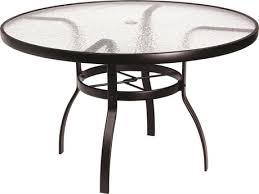 Round white patio table with umbrella hole. Woodard Aluminum Deluxe 48 Wide Round Acrylic Top Dining Table With Umbrella Hole 822148w