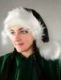 Dark Forrest Green Santa Hat luxury Faux Fur Holly and the Ivy Edition