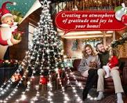 KNONEW Outdoor Christmas Decorations Waterfall Star Lights,344 LED 8 Modes  Tree Light,Plug in Clear Wire Waterproof Seasonal Lighting Decor for Xmas  ...