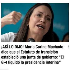 La coordinadora nacional de Vente Venezuela, María Corina Machado, aseguró  que el proyecto de reforma del Estatuto que Rige la Transición Hacia la  Democracia liquida a la presidencia interina.⠀ ⠀ La aprobación