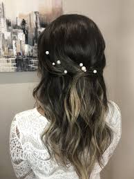Half Up Half Down With Pearl Accessories In 2020 Wedding Hair Half Bridal Hair And Makeup Half Up Half Down Hair