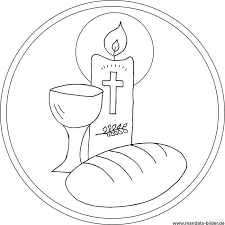 Der fisch ist einmal kindlich und einmal blanco auf dem vorlagenblatt zu finden natürlich ohne farbe. Kommunion Brot Und Wein Mandala Religion