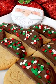 This is the fun part! Chocolate Dipped Peanut Butter Christmas Cookies Two Sisters