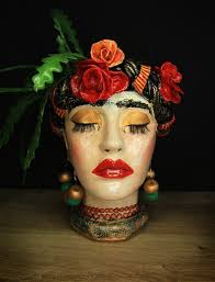 Frida Inspired Human Face Shaped Flower Pot