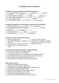 Actividades Con Los Comparativos Espanol Ele Hojas De Trabajo Ejercicios Para Aprender Espanol Ejercicios De Espanol Actividades Para Clase De Espanol