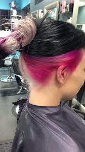 Top Black Middle Hot Pink And Bottom Blonde Half And Half Hair Mermaid Hair Pink Hair