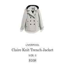 Liverpool Claire Knit Trench Jacket Stitch Fix Outfits Trench Jacket Stitch Fix