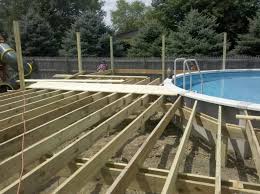 Deck Is Finished And The Pool Has Been Great For 2 Years Wood Pool Deck Small Backyard Pools Wooden Pool Deck