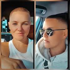 Lady gets cute faded buzz haircut