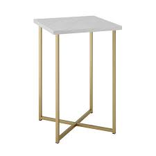 Manor Park Modern End Table Faux White Marble Gold Walmart Com In 2020 White Marble Side Table White Side Tables Square Side Table