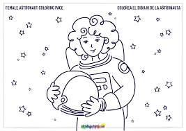 Female Astronaut Coloring Page - Little Big Artists
