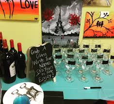 Paint And Wine Party Table Decoration Set It Up By Yourself Party Table Decorations Party Table Wine Parties
