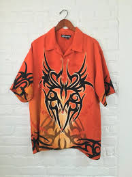 90 S Y2k Tribal Tattoo Shirt Hot Topic Fire Clubkid Mens Shirt Size Large Long Sleeve Tshirt Men Aesthetic Fashion Tattoo Shirts