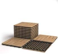 COSTWAY 10 x Dalles de Terrasse en Bois d'Acacia Mosaïque 30 × 30 CM  Emboîtables, Caillebotis pour Extérieur/Intérieur