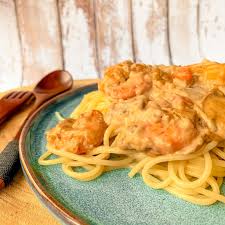 Spaghettis Aux Crevettes Et Champignons Recette En 2020 Spaghetti Aux Crevettes Spaghetti