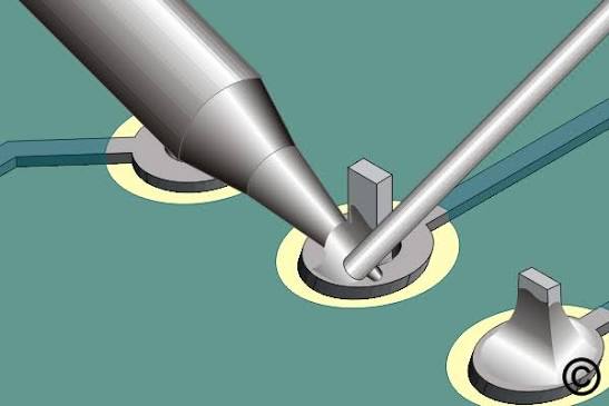 Correct soldering iron contact and solder feed sequence for through-hole defect repair