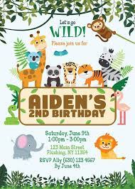 Digital Jungle Animals Birthday Invitation Boy Birthday Girl Birthday Animal Birthday Invitation Animal Party Invitations Zoo Birthday Party