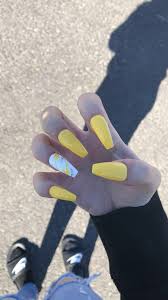 12 dead serious ways to wear coffin nails. Yellow Coffin Nails Yellow Nails Gel Acrylic Nails Cute Gel Nails