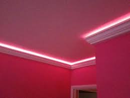 Molding and trim has the appearance of protruding down from the ceiling; Lighted Crown Molding Awesome Easy Lower The Crown Molding From Ceiling 1 1 2 By Attaching A Plain 1 Led Decor Led Lighting Bedroom Crown Molding Lights