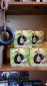 Alpine corporation bear swinging on tire bird feeder Facebook