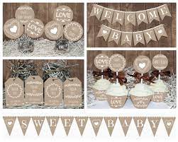 Rustic Baby Shower Decorations Printable Gender Neutral Baby Etsy Rustic Baby Shower Decorations Burlap Baby Showers Rustic Baby Shower