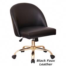 Black And Gold Office Chair Uk Silver Orchid Lee Mid Back Office Chair With Gold Base Black Faux Leather Shabbychicchair Chair Office Chair Task Chair